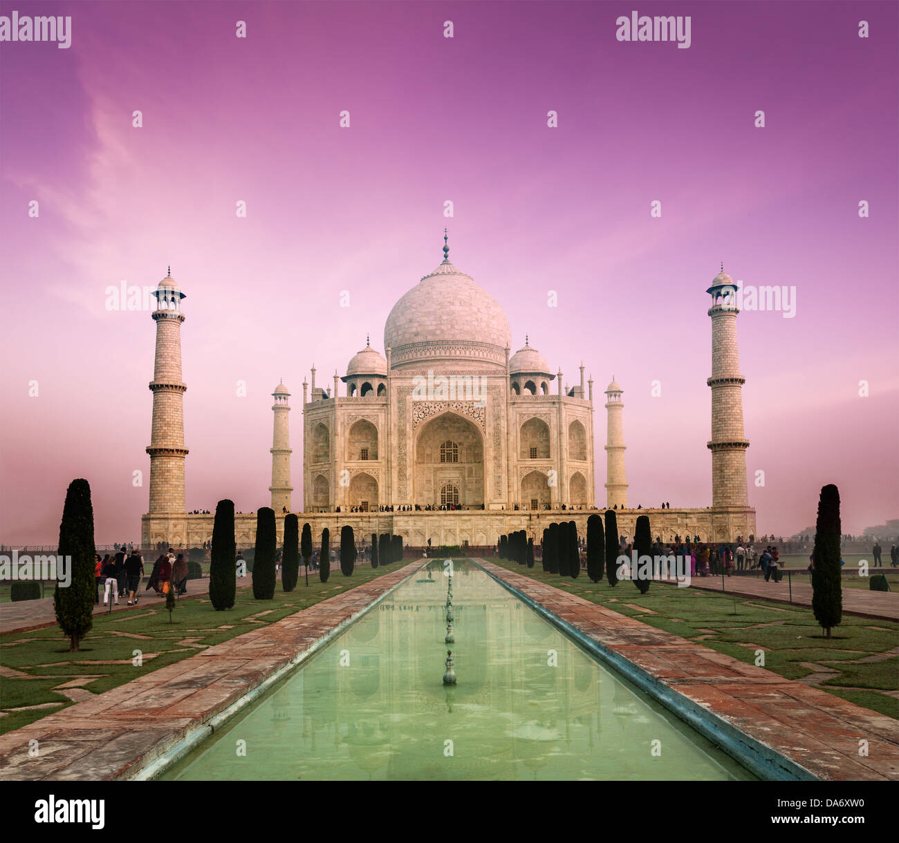 Taj Mahal auf dem Sunset, indischen Symbol - Indien Reisen Hintergrund. Agra, Uttar Pradesh, Indien Stockfoto