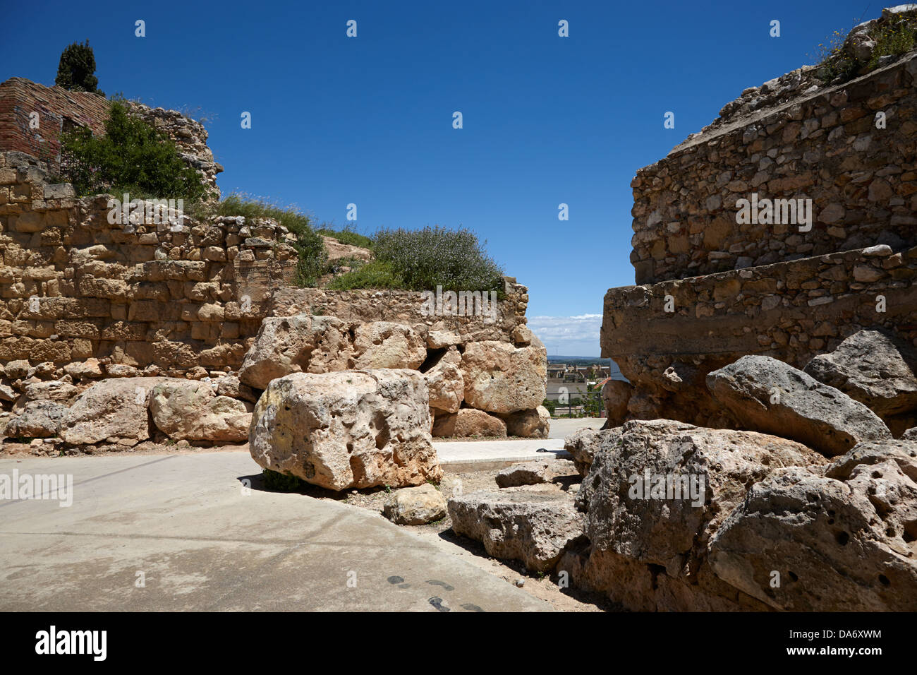 Stadtmauern in die römischen Ruinen von Tarraco Unesco World Heritage Site Tarragona Katalonien Spanien Stockfoto