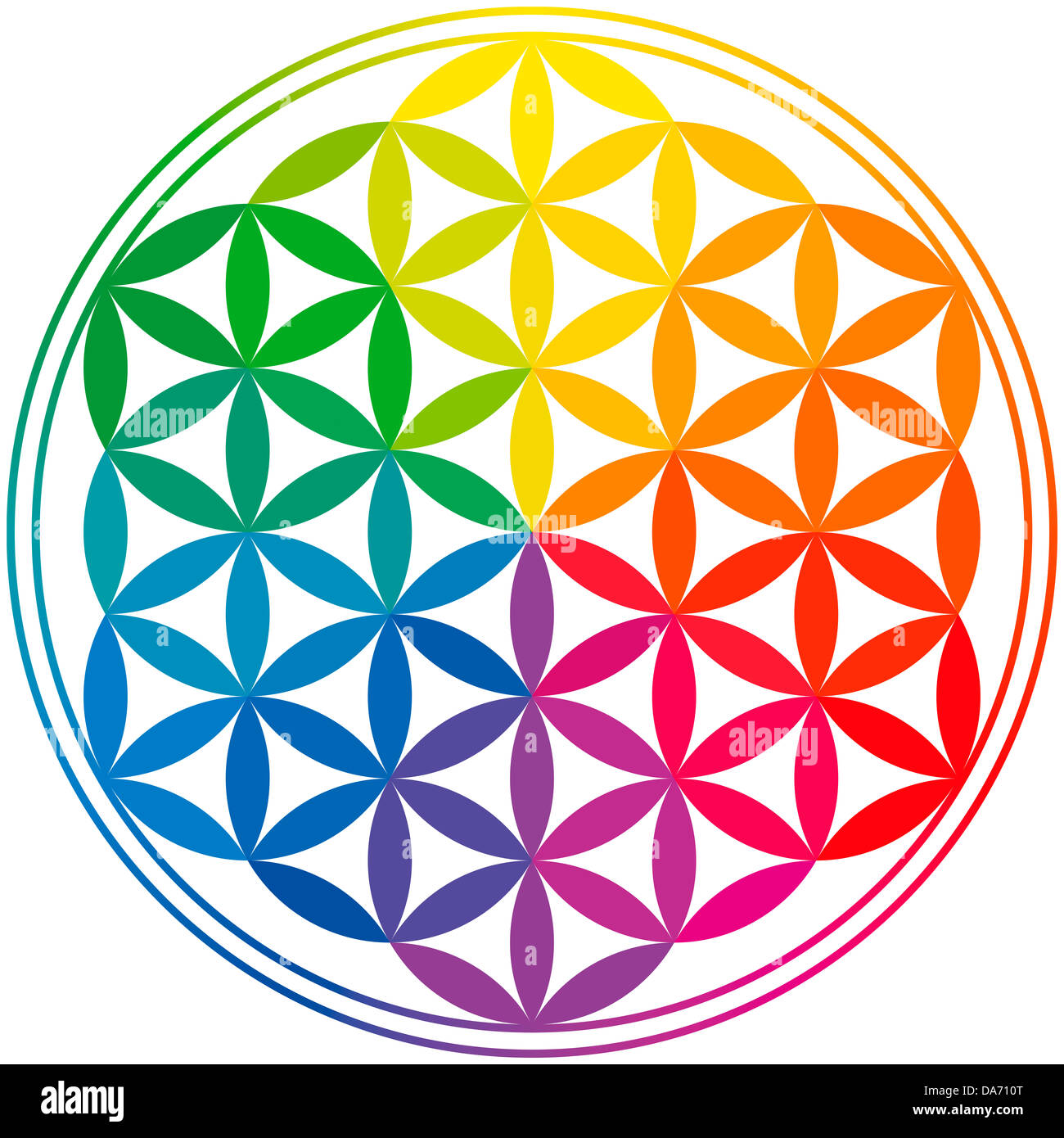 Blume des Lebens-Regenbogenfarben Stockfoto