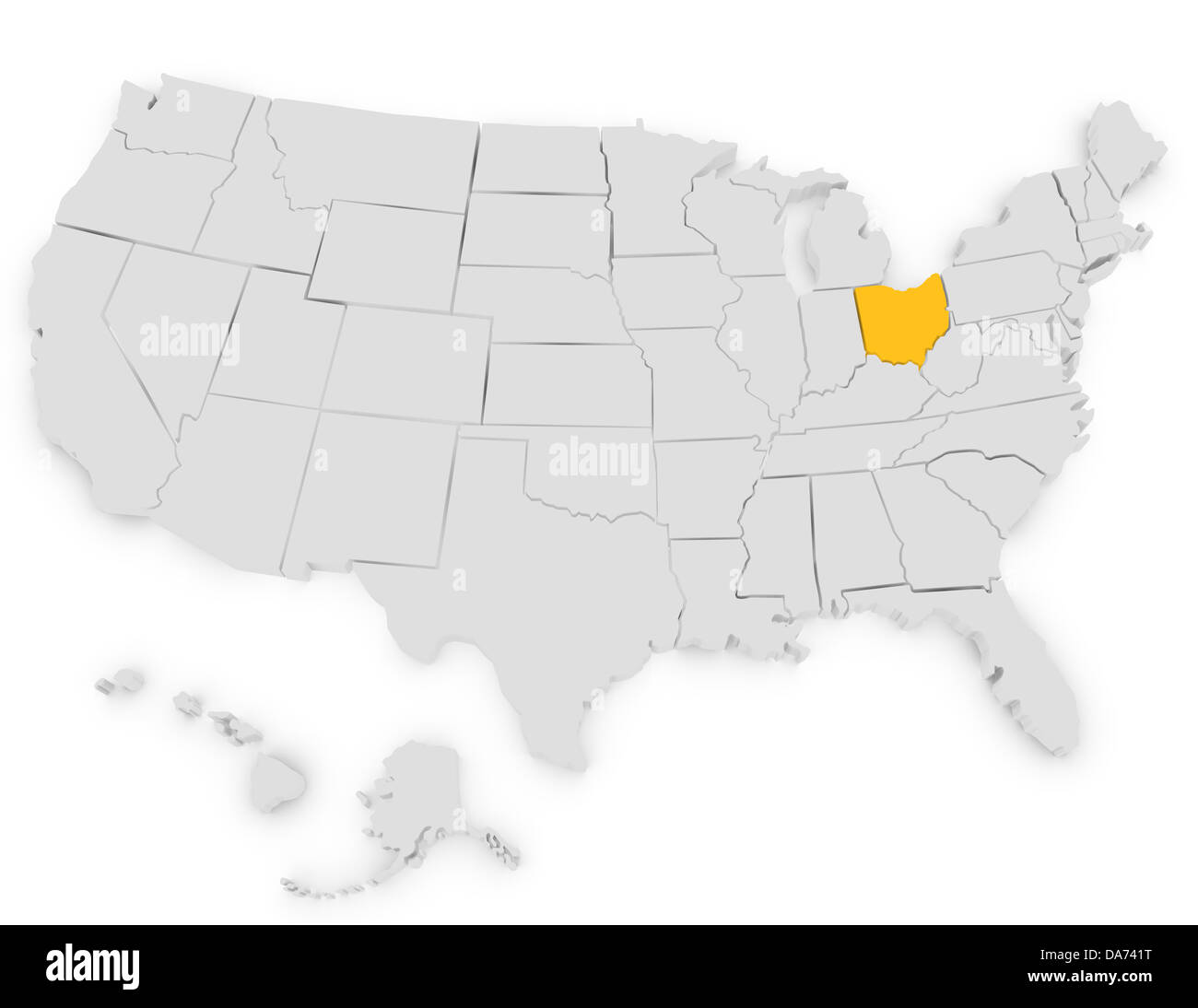 3D Rendering der Vereinigten Staaten Ohio Hervorhebung Stockfoto