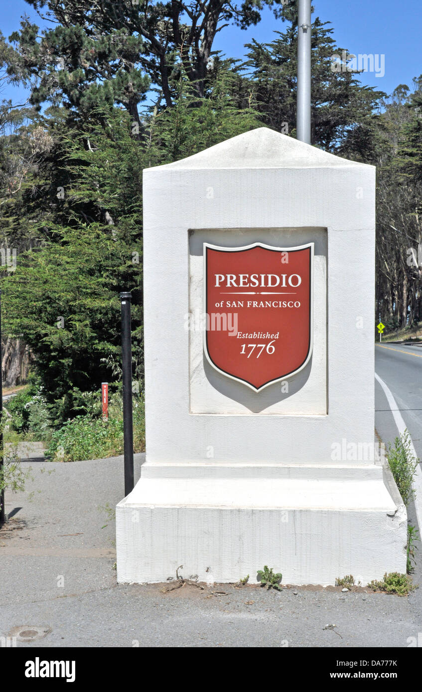 Presidio von San Francisco Presidio Boulevard Eingang, Golden Gate National Parks Park Recreation Area, Kalifornien, USA Stockfoto