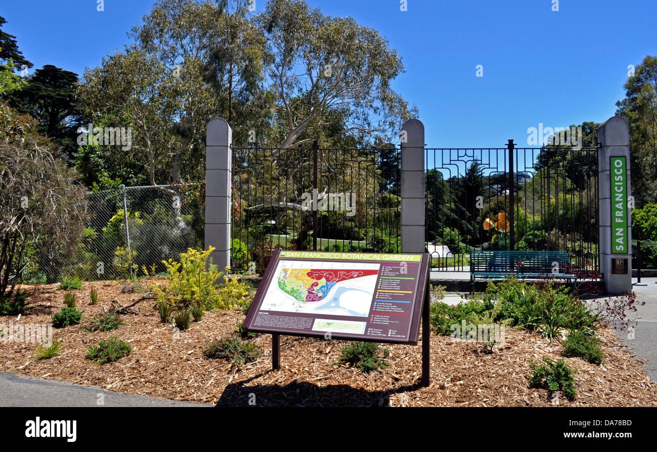 San Francisco Botanical Gardens Eingang Karte Zeichen Im Golden