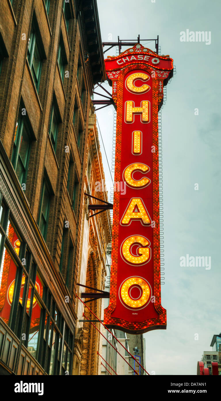 Chicago Theater Leuchtreklame Stockfoto