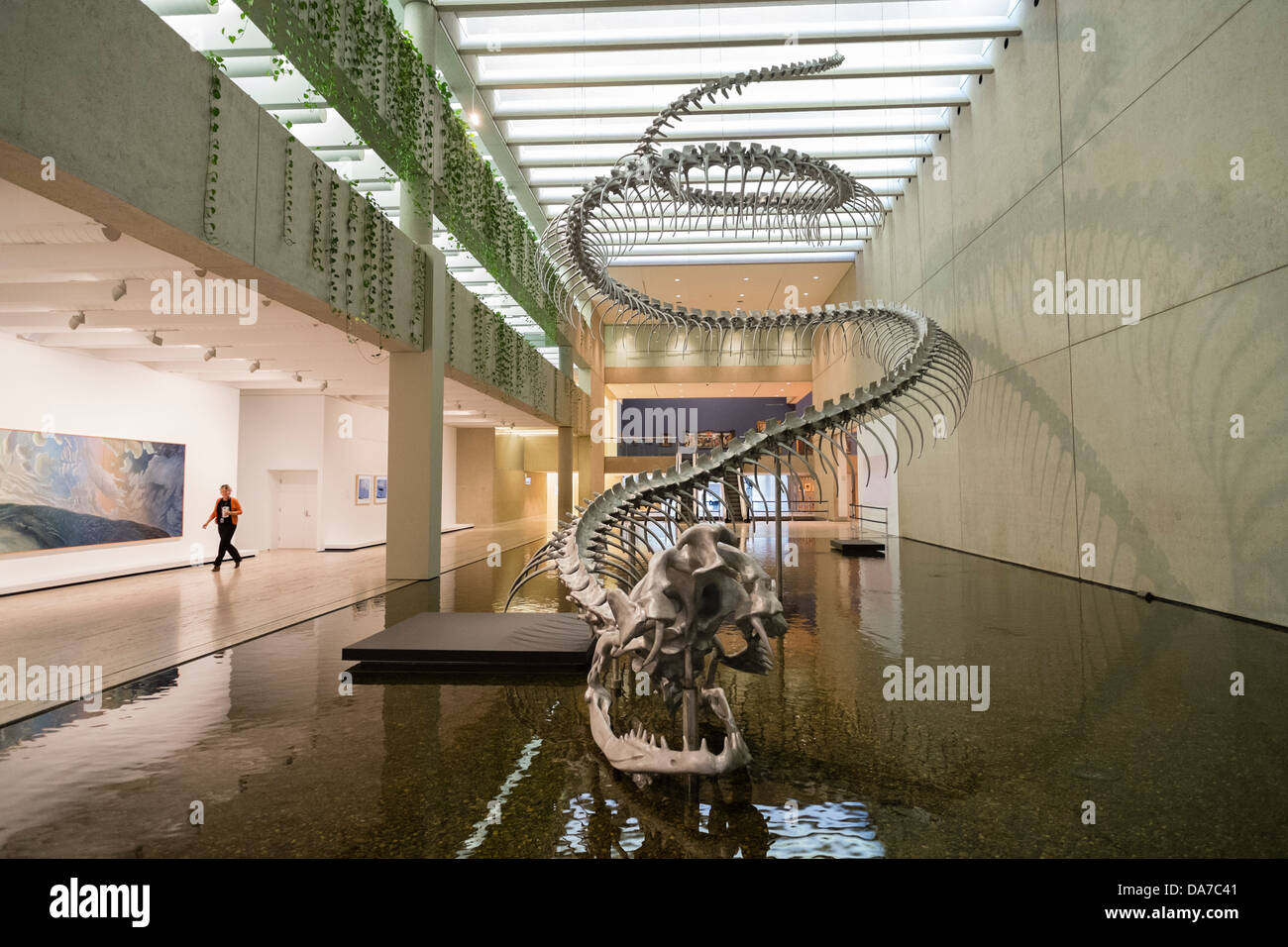 Dinosaurier-Skulptur in Queensland Art Gallery am Southbank auf Brisbane Queensland Australien Stockfoto