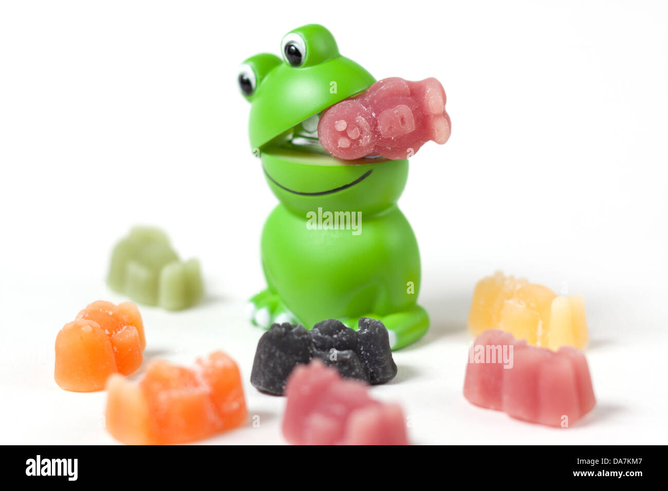 Ein Frosch Gelee Menschen Süßigkeiten essen Stockfoto