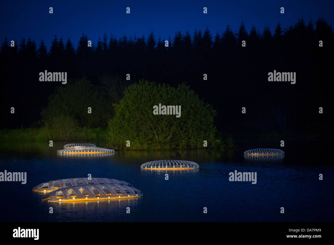 Die Land Art Arbeit bezeichnet Mégascospic Diatomeen, von Prisca Cosnier gemacht. Ein Projekt in den Horizont "Natur-Kunst" 2013 Rahmen Stockfoto