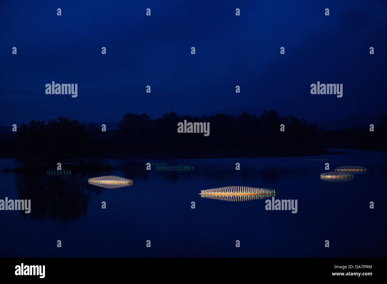 Die Land Art Arbeit bezeichnet Mégascospic Diatomeen, von Prisca Cosnier gemacht. Ein Projekt in den Horizont "Natur-Kunst" 2013 Rahmen Stockfoto