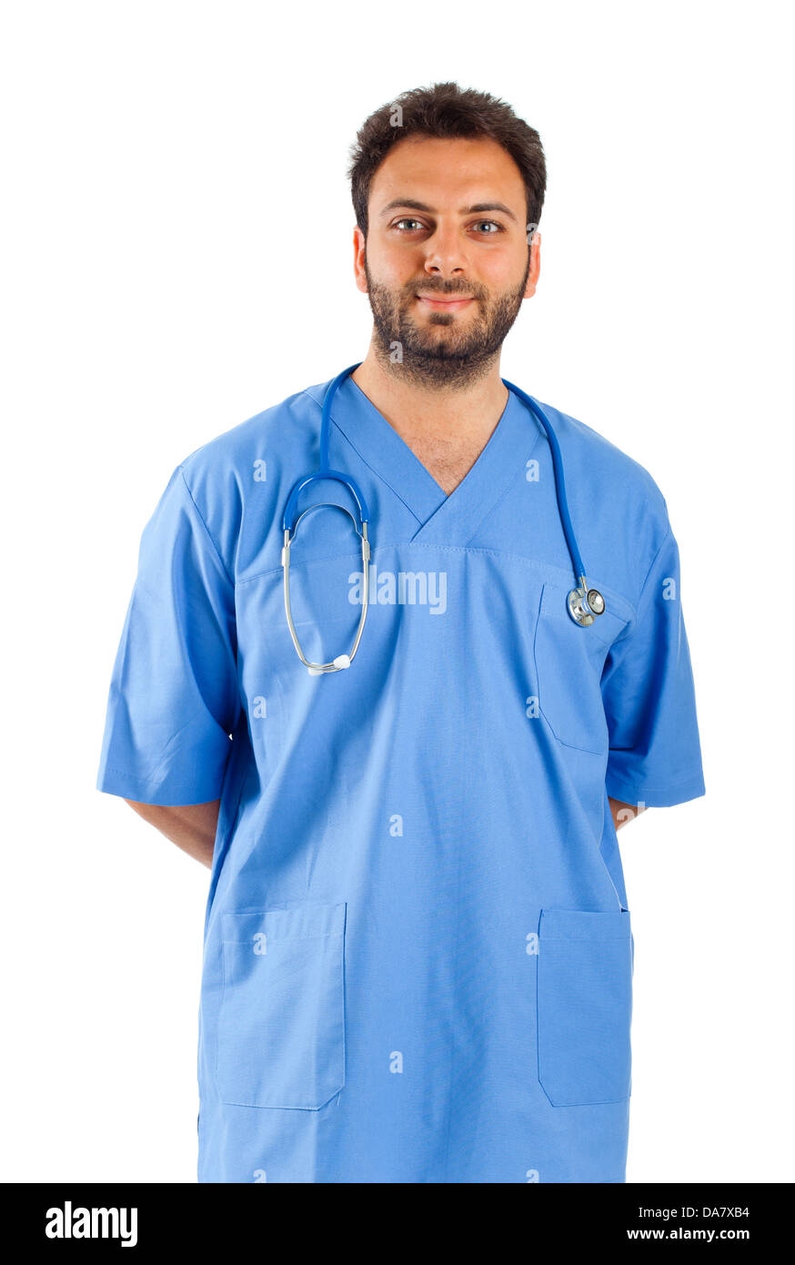 Krankenpfleger Porträt auf weißem Hintergrund Stockfoto