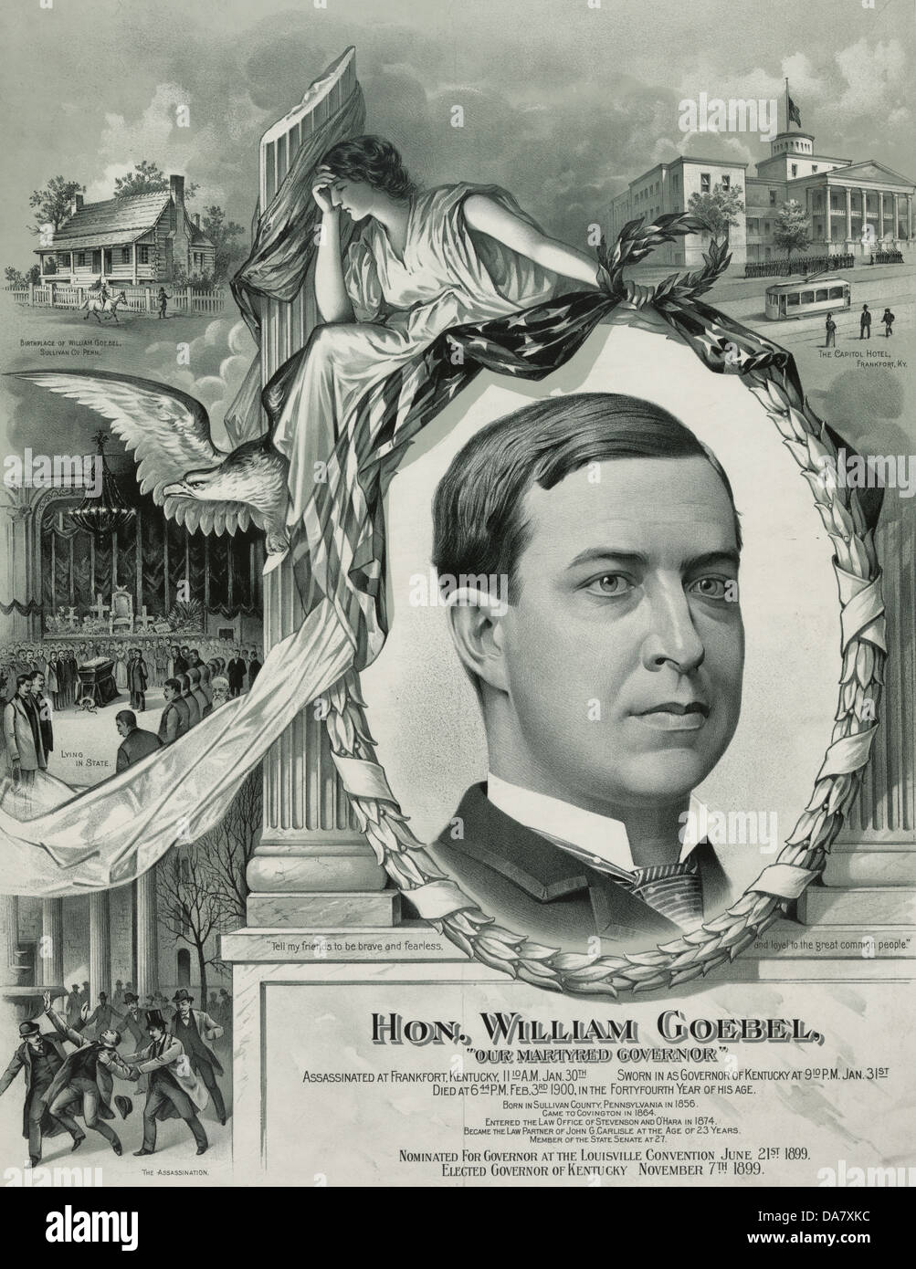 Honorable William Justus Goebel, Kentucky Gouverneur ermordet im Jahr 1900 Stockfoto