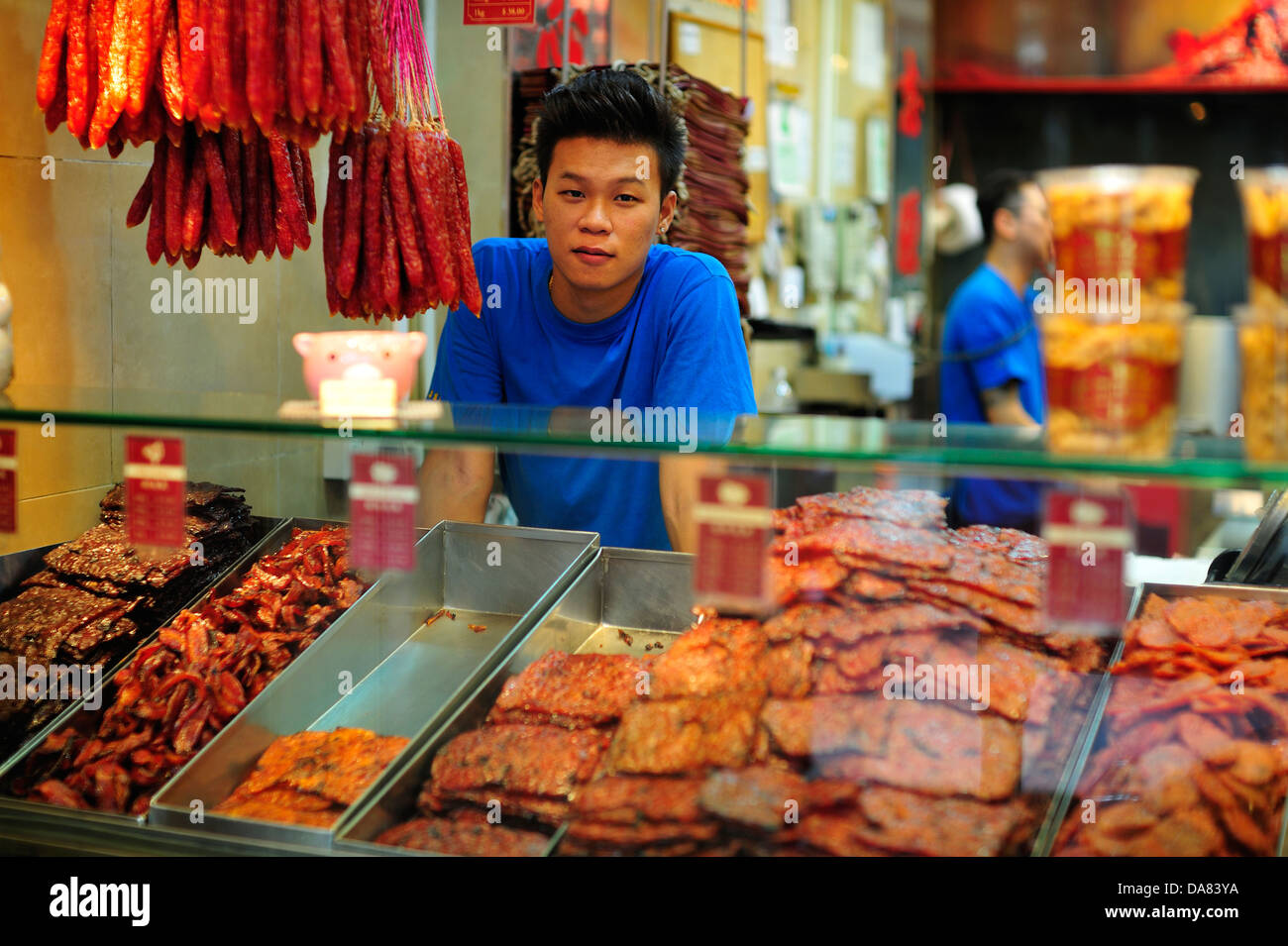 Chinesische Schweinefleisch essen Stall Chinatown Singapur Stockfoto