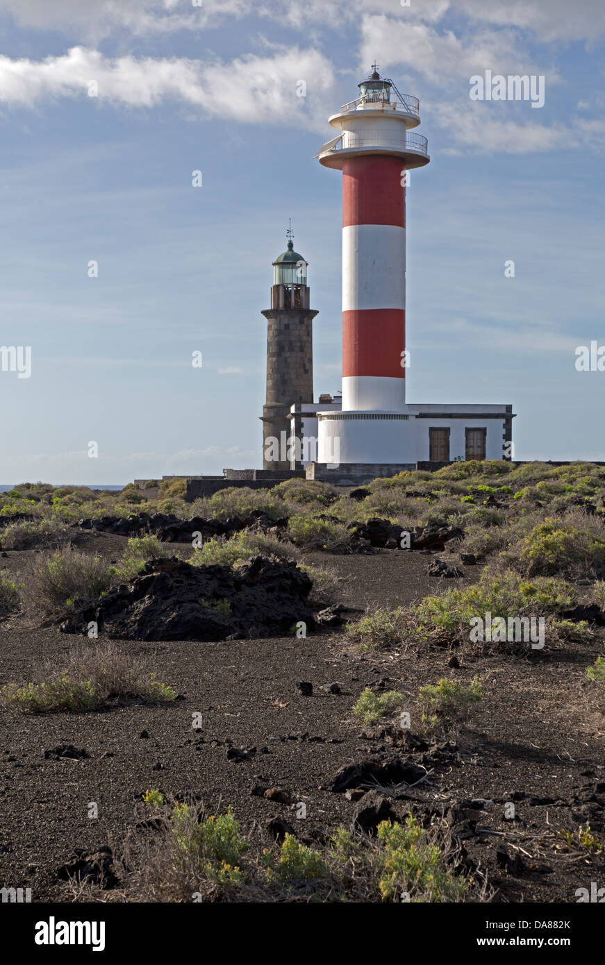 Neue und alte Leuchtturm bei Fuencaliente, La Palma, Spanien, Europa Stockfoto