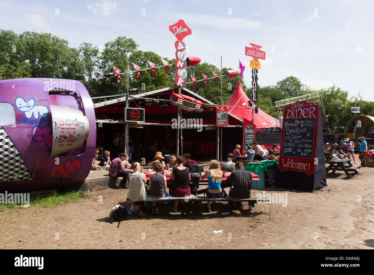 Die Unfairground auf dem Glastonbury Festival 2013. Stockfoto