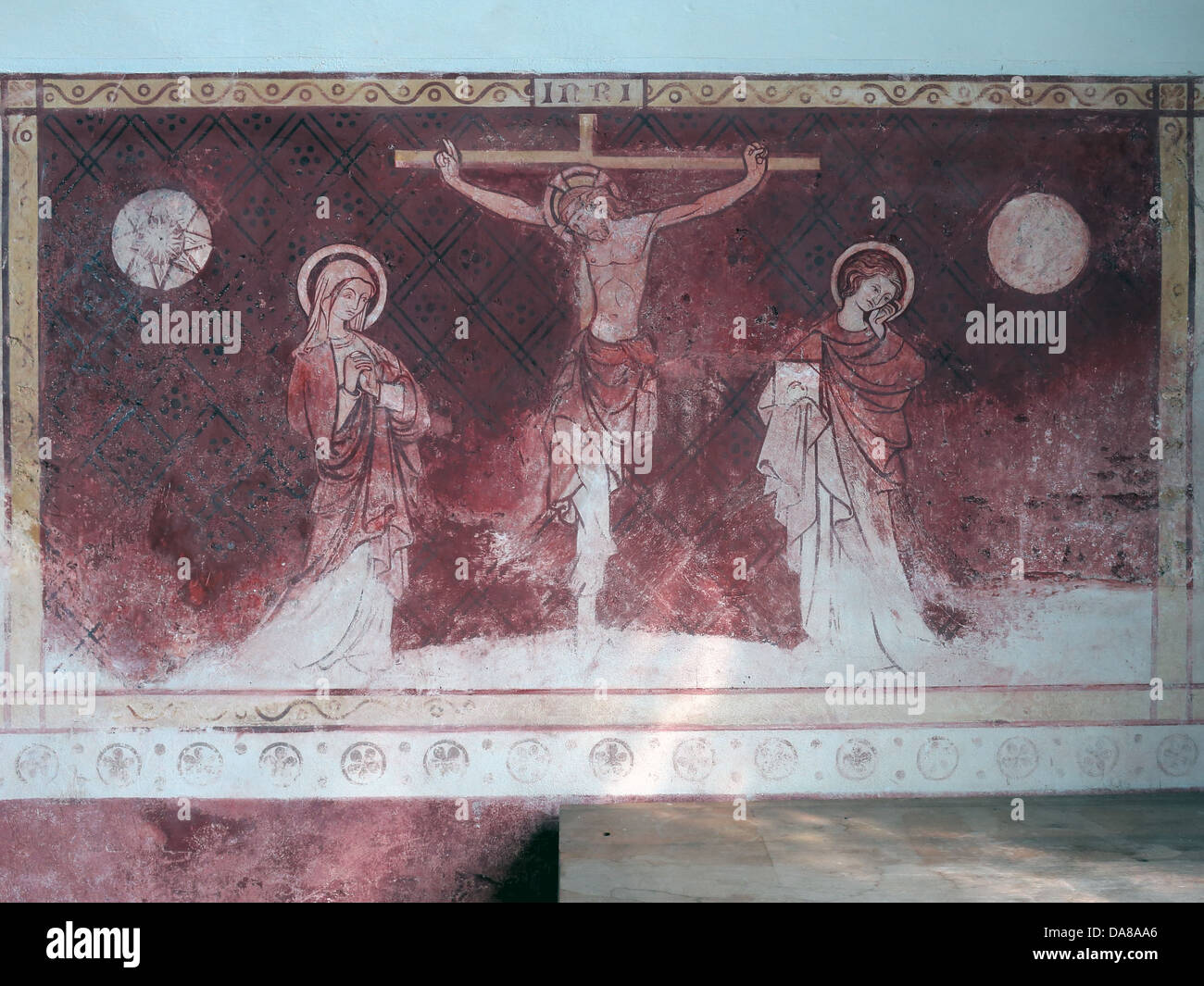 Beautiful Dorchester on Thames Abbey Church of St Peter & St Paul Red Wall painting, High St, Dorchester-on-Thames, Ochsen, England UK OX11 Stockfoto