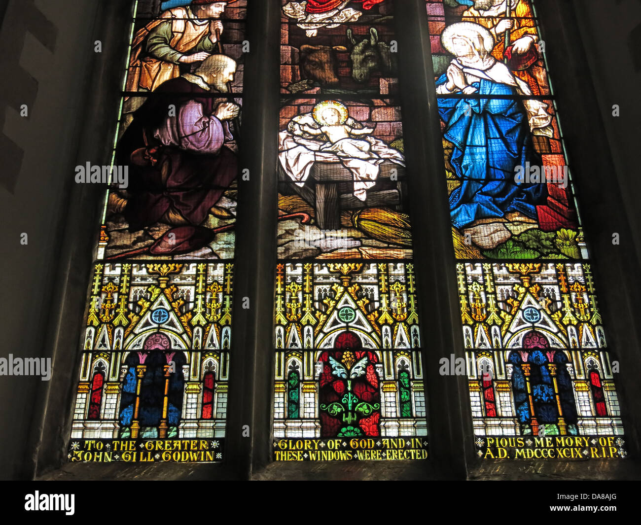 John Gill Godwin, Stained Glass, in The Dorchester on Thames, Abbey Church, Oxfordshire, England, Vereinigtes Königreich OX10 7LJ Stockfoto