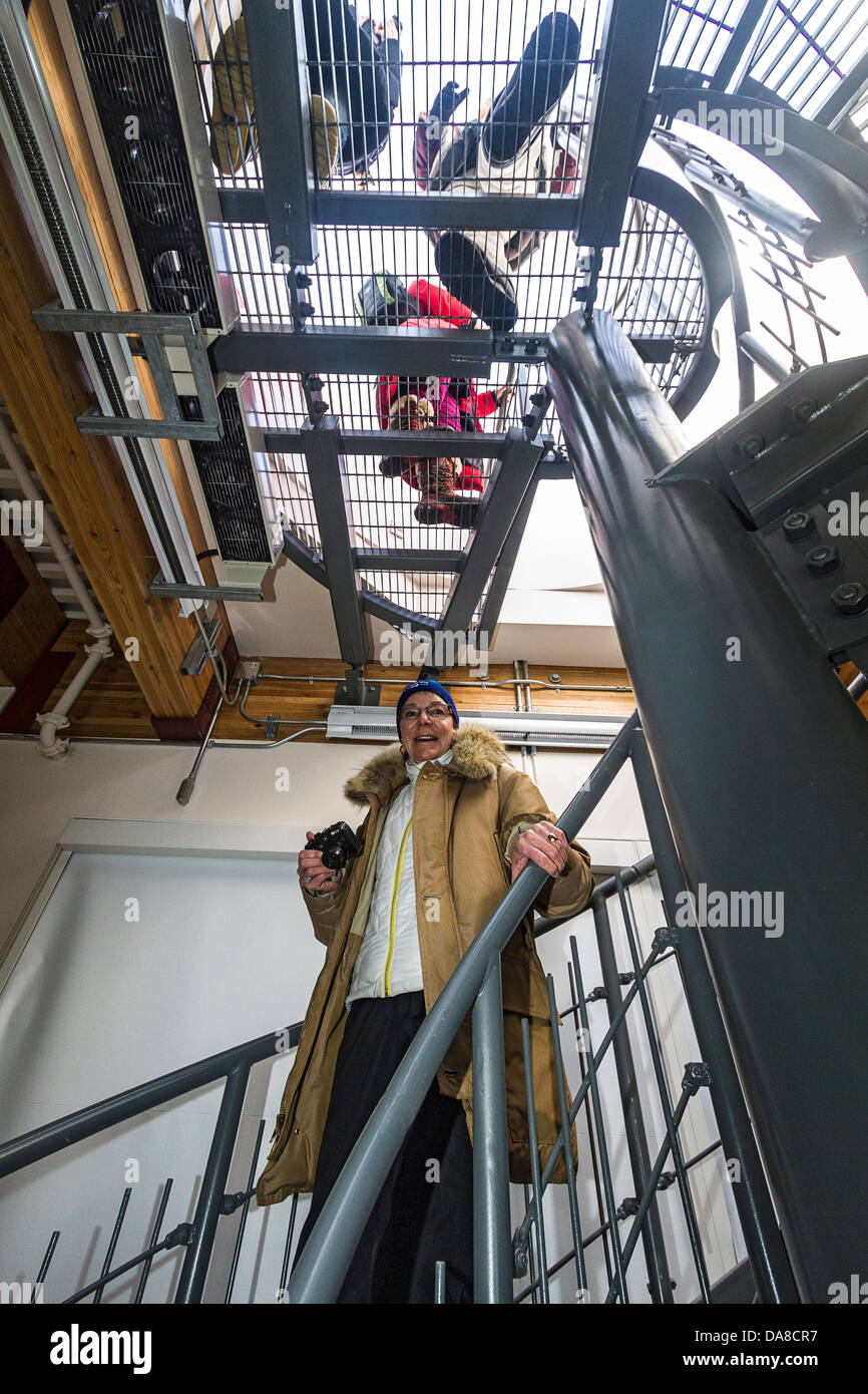 Treppe zum Aussichtsturm auf der Churchill nördlichen Studies Centre, wo Wissenschaftler und Besucher die Tundra studieren kann Stockfoto