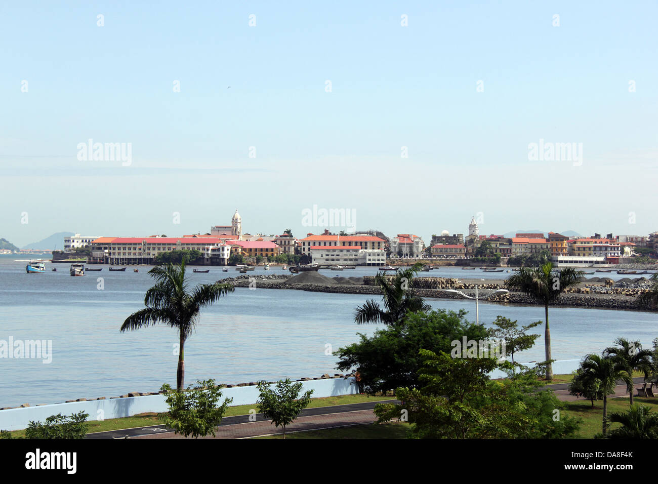 Ansicht von Panama City, Panama, vom Bereich Cinta Costera-Avenida Balboa. Stockfoto