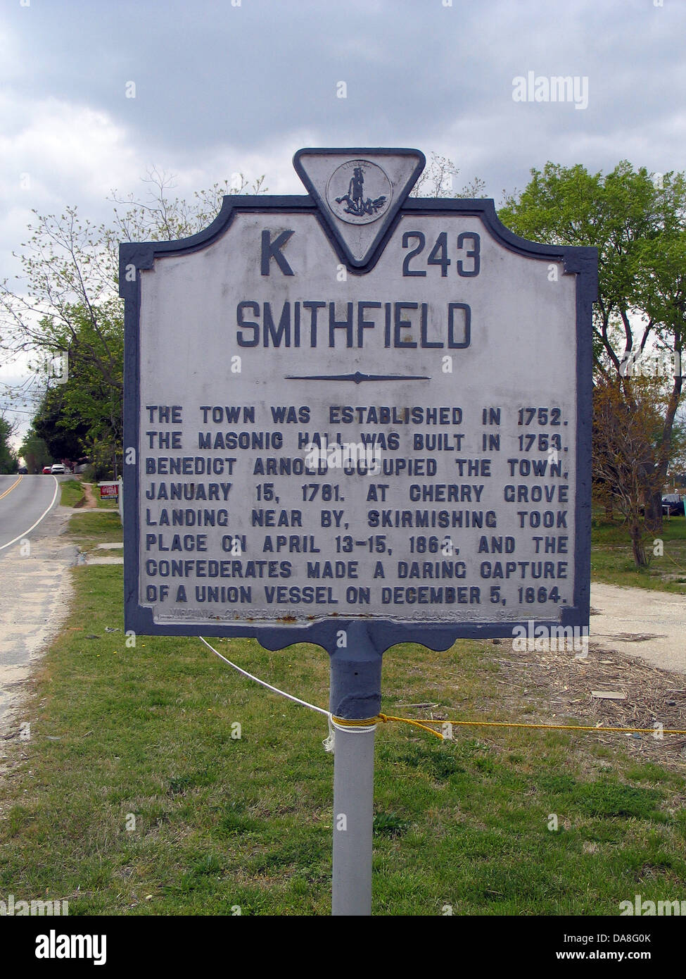 SMITHFIELD der Stadt wurde im Jahre 1752 gegründet. Der Masonic Hall wurde im Jahre 1753 erbaut. Benedict Arnold besetzten die Stadt, 15. Januar 1781. Cherry Grove in der Nähe von Landing, Scharmützel fand am 13.-15. April 1865 und die Eidgenossen machte eine gewagte Erfassung eines Union Schiffes am 5. Dezember 1864. Virginia Conservation Commission, 1941 Stockfoto