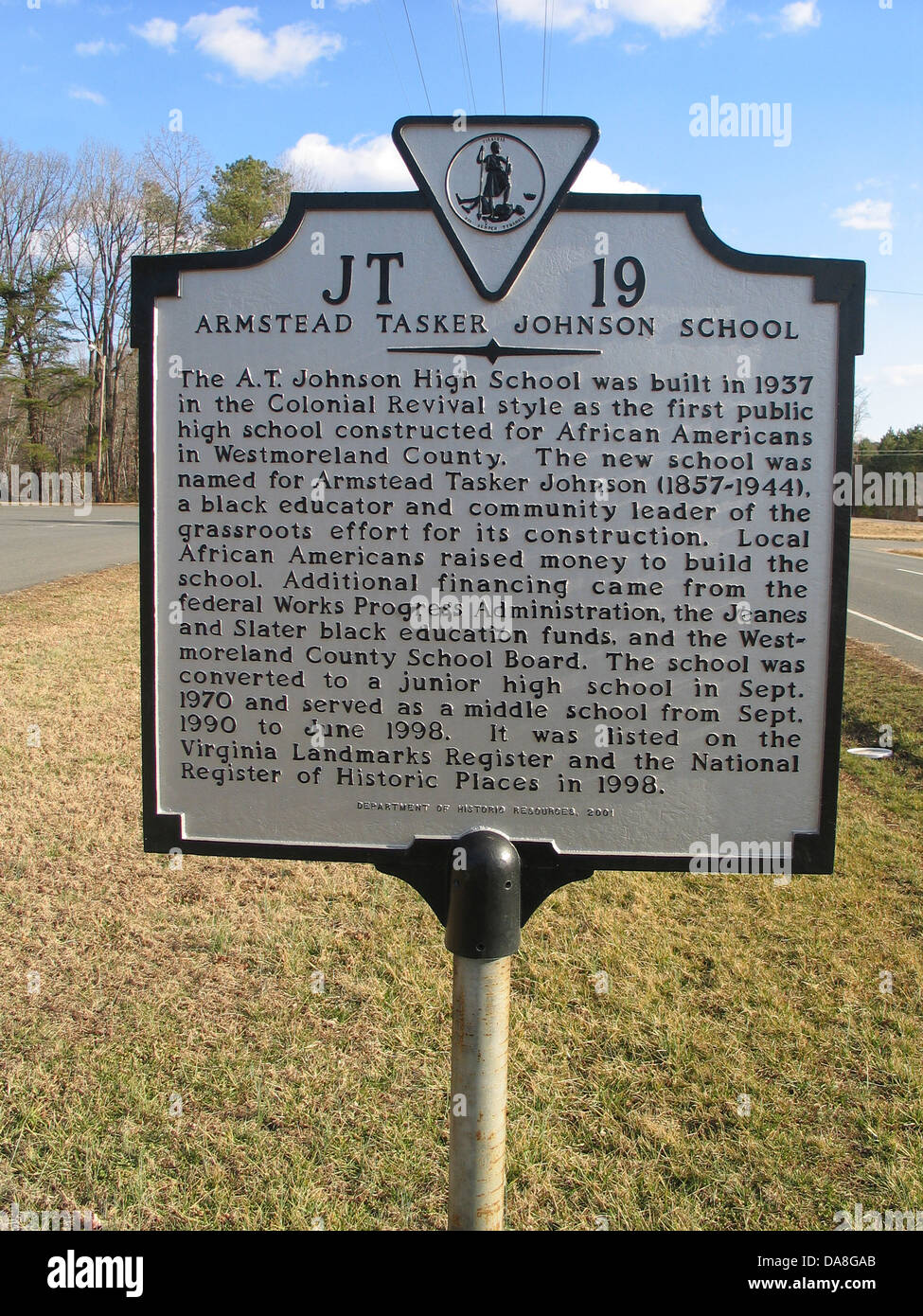 ARMSTEAD TASKER JOHNSON SCHOOL The a.t. Johnson High School wurde im Jahr 1937 im Stil Colonial Revival als die erste öffentliche gebaut. Stockfoto