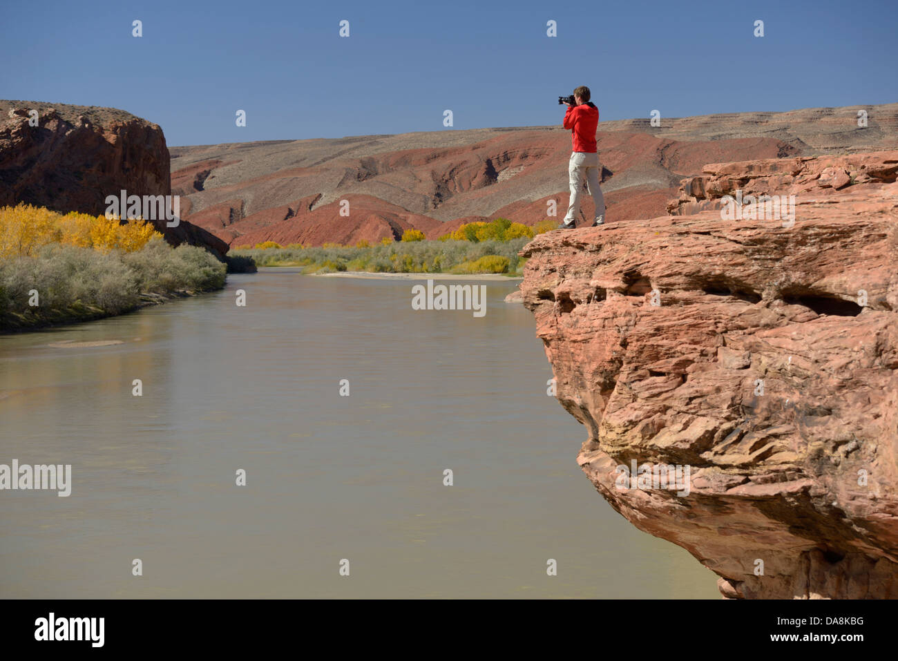 USA, USA, Amerika, Utah, Nordamerika, vier Ecken, Colorado Plateau, Fluss, San Juan, Mann, Klippe, aussehen Stockfoto