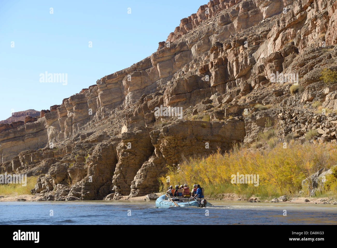 USA, USA, Amerika, Utah, Mexican Hat, Nordamerika, vier Ecken, Colorado Plateau, Fluss, San Juan County, Floß, Ra Stockfoto