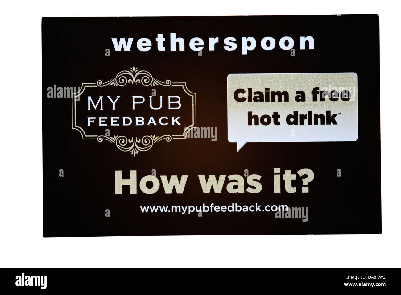 Gasthaus Feedback Gutschein Stockfoto