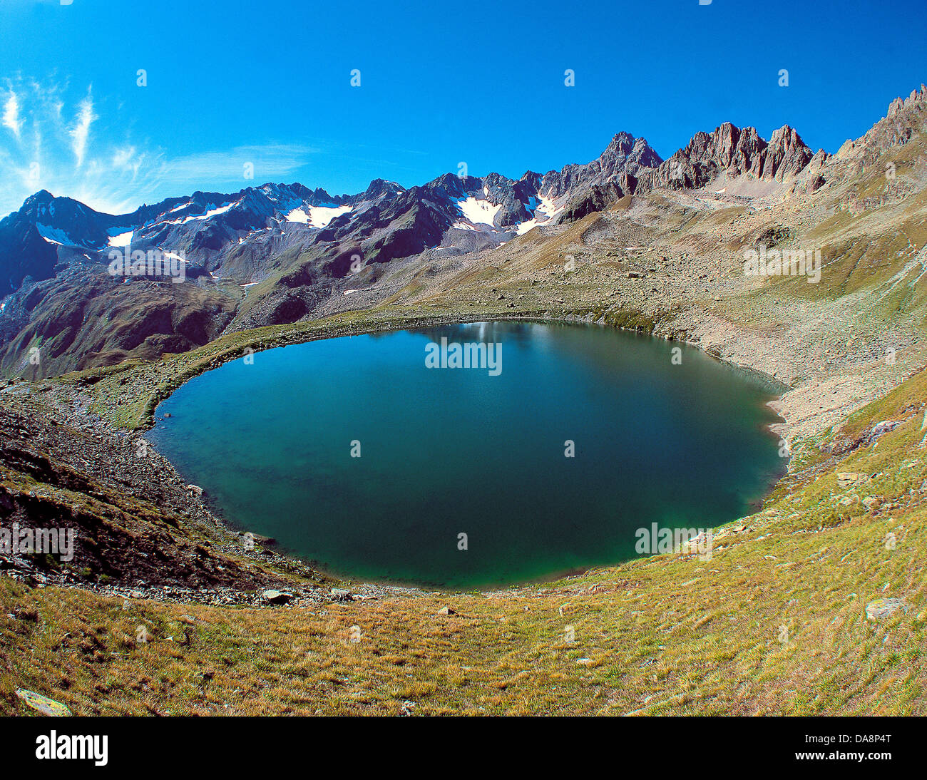 Österreich, Europa, Tirol, Paznaun, Ischgl, Madleinsee, Verwallgruppe, Verwall, Gruppe, See, See, Wasser, rund, blau, mo Stockfoto
