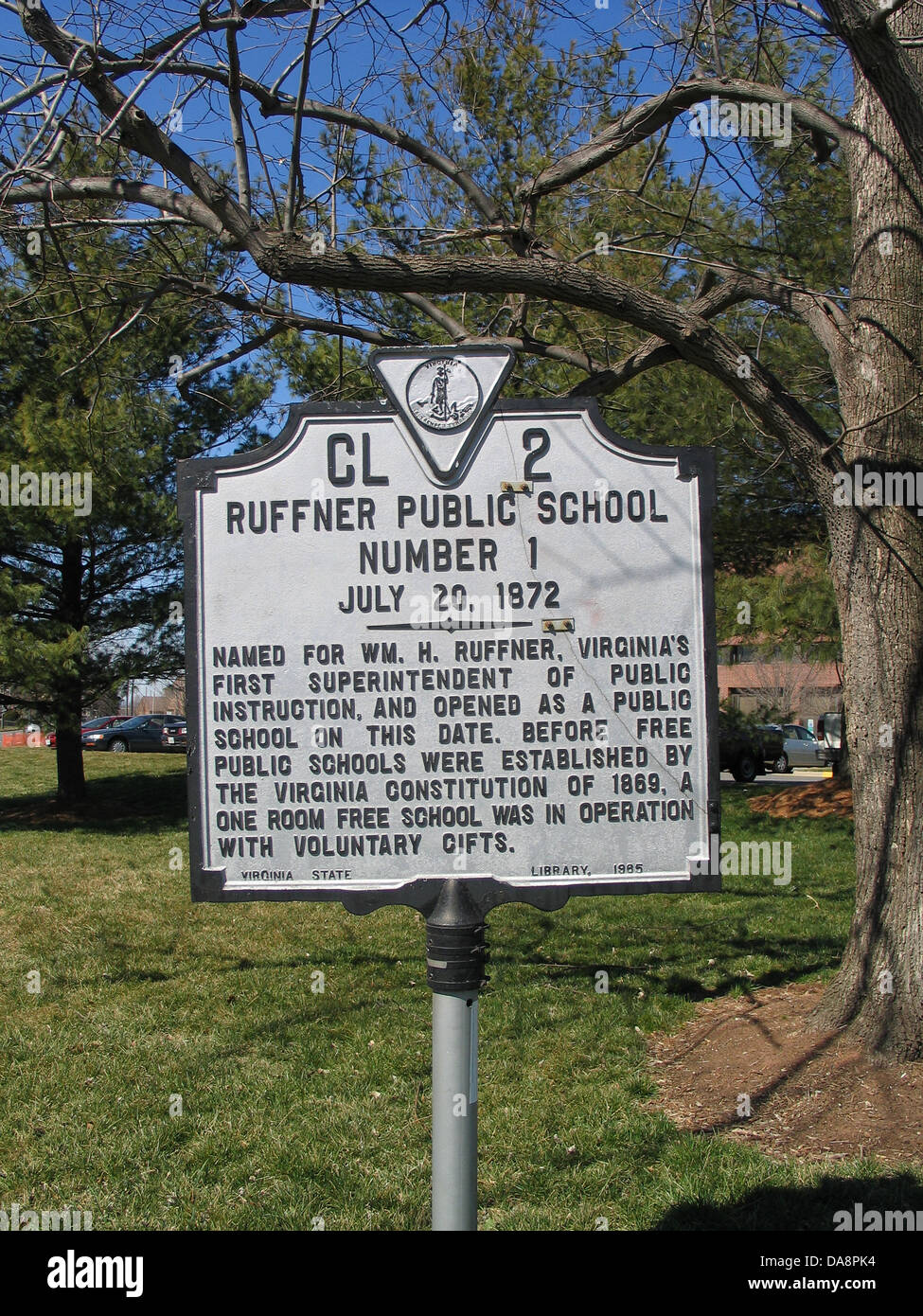 RUFFNER PUBLIC SCHOOL Nummer 1 20. Juli 1872 benannt nach William H. Ruffner, Virginias erste Superintendent of Public Instruction Stockfoto