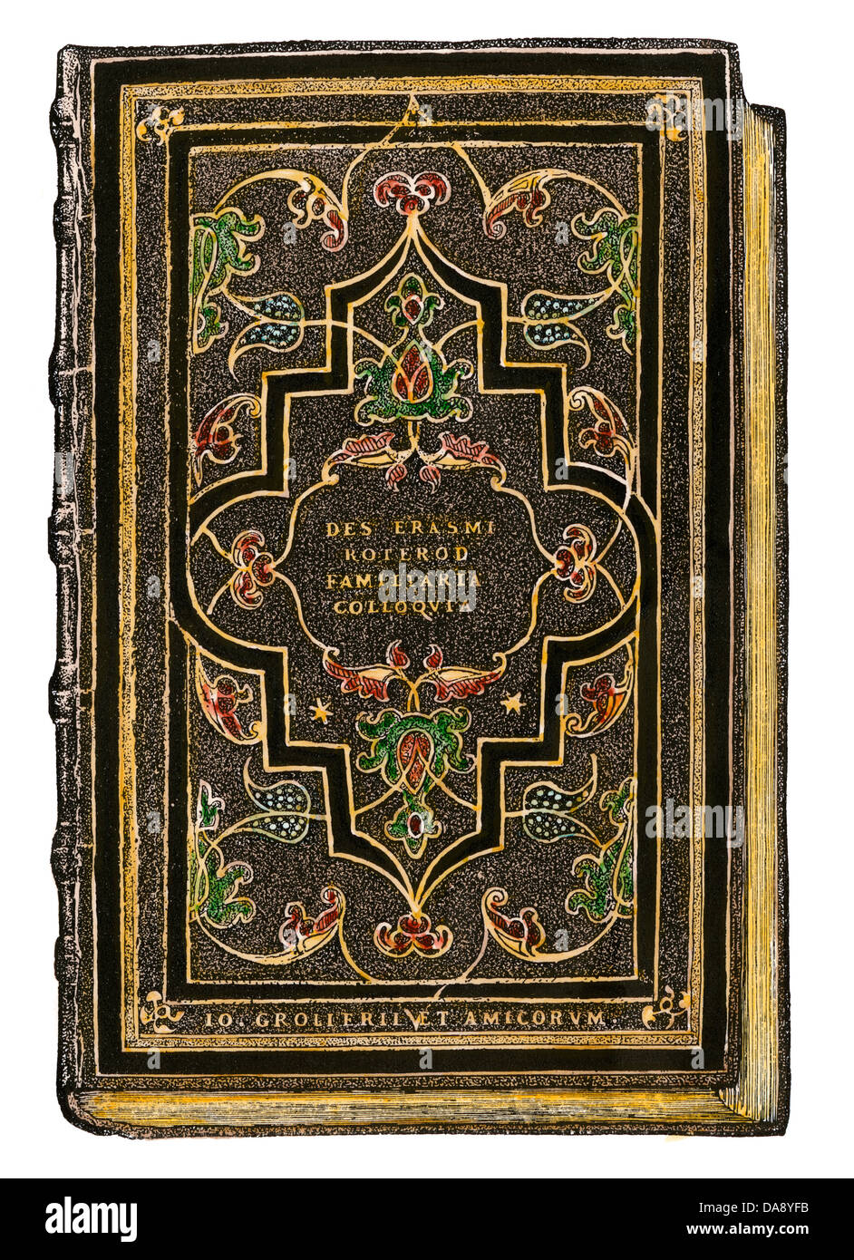 Kolloquien von Erasmus, Edition in Basel, 1537 veröffentlicht. Hand - farbige Gravur Stockfoto