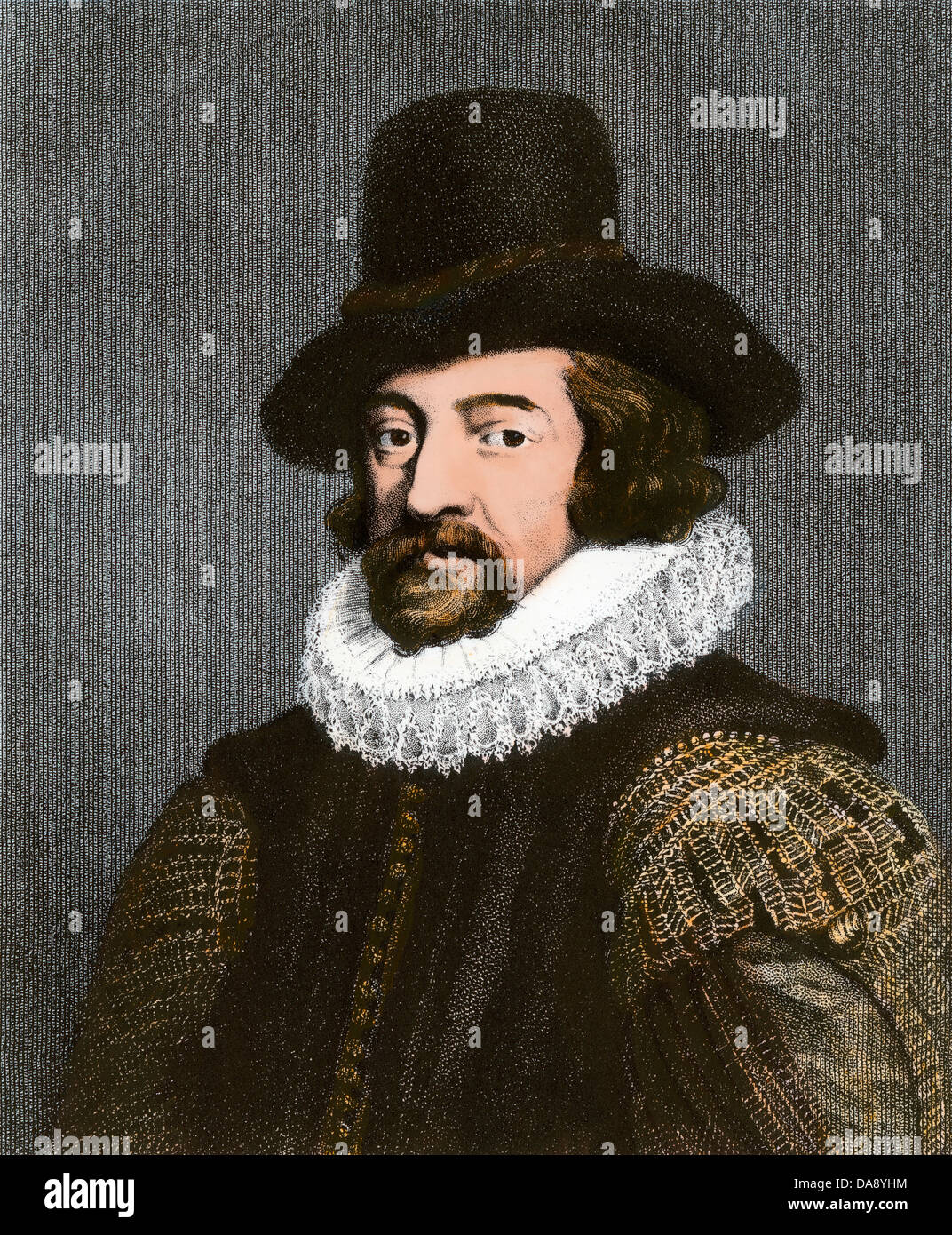 Francis Bacon. Handcolorierte Stahlstich Stockfoto