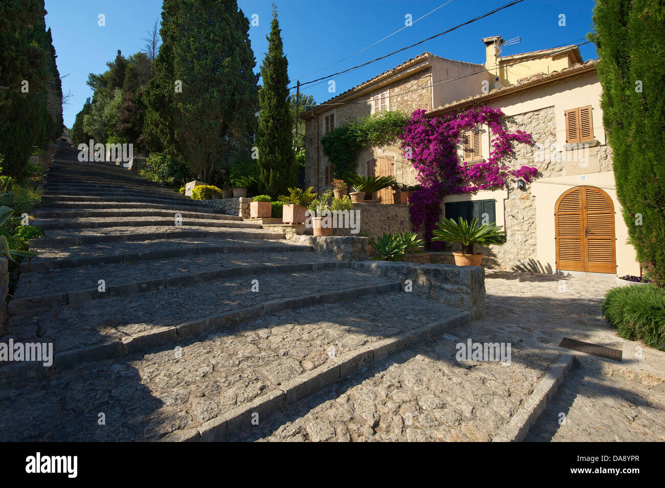 Balearen, Mallorca, Mallorca, Spanien, Europa, außen, Berg, Calvari, Treppe, Pollenca, Tag, niemand, Stockfoto