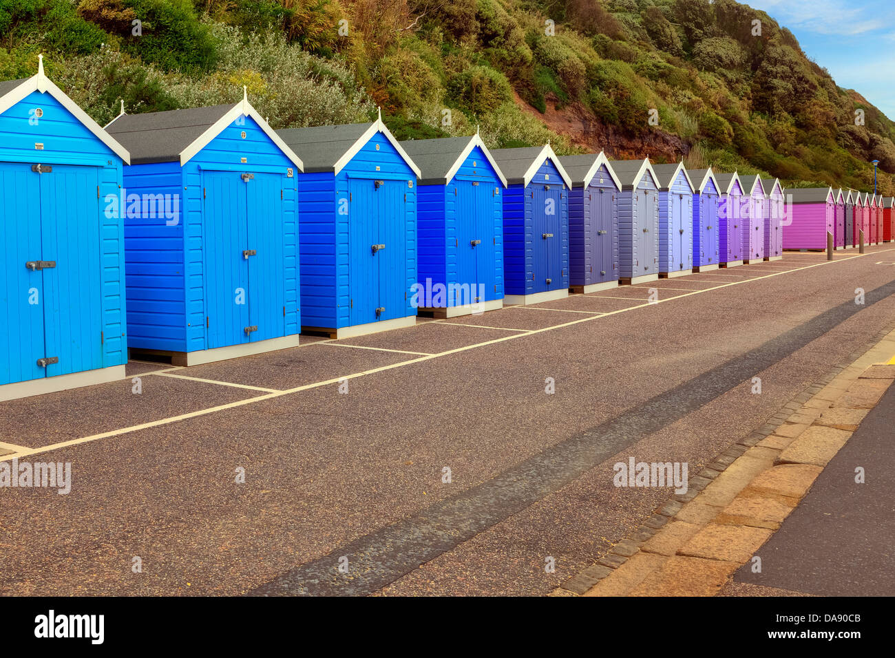 Strand Hütten, Bournemouth, Dorset, Großbritannien Stockfoto