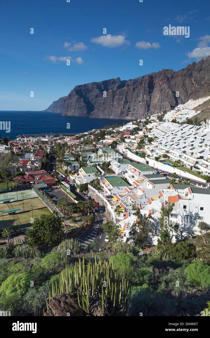 Spanien, Europa, Kanaren, Los Gigantes, Klippen, auf der Insel Teneriffa, Teneriffa, Teneriffa, Architektur, Felsen, Küste, Winkeltisch Stockfoto