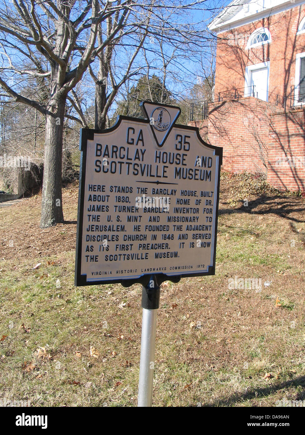 BARCLAY HOUSE AND SCOTTSVILLE MUSEUM hier steht das Barclay-Haus, ca. 1830 erbaut. Später das Haus von Dr. James Turner Barclay, Erfinder der US Mint und Missionar nach Jerusalem. Er 1846 die angrenzende Jünger Kirche gegründet und diente als seine erste Prediger. Es ist jetzt das PK-Museum. Stockfoto