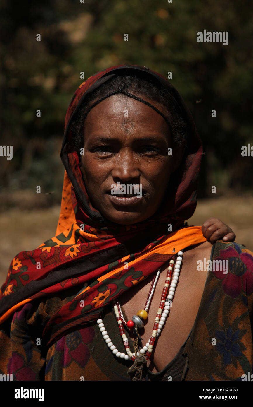 Äthiopien, Afrika, Simien, Simien Berge, Nationalpark, Landschaft, Hochland, World Heritage Site, Frau, Porträt, Amhara, G Stockfoto