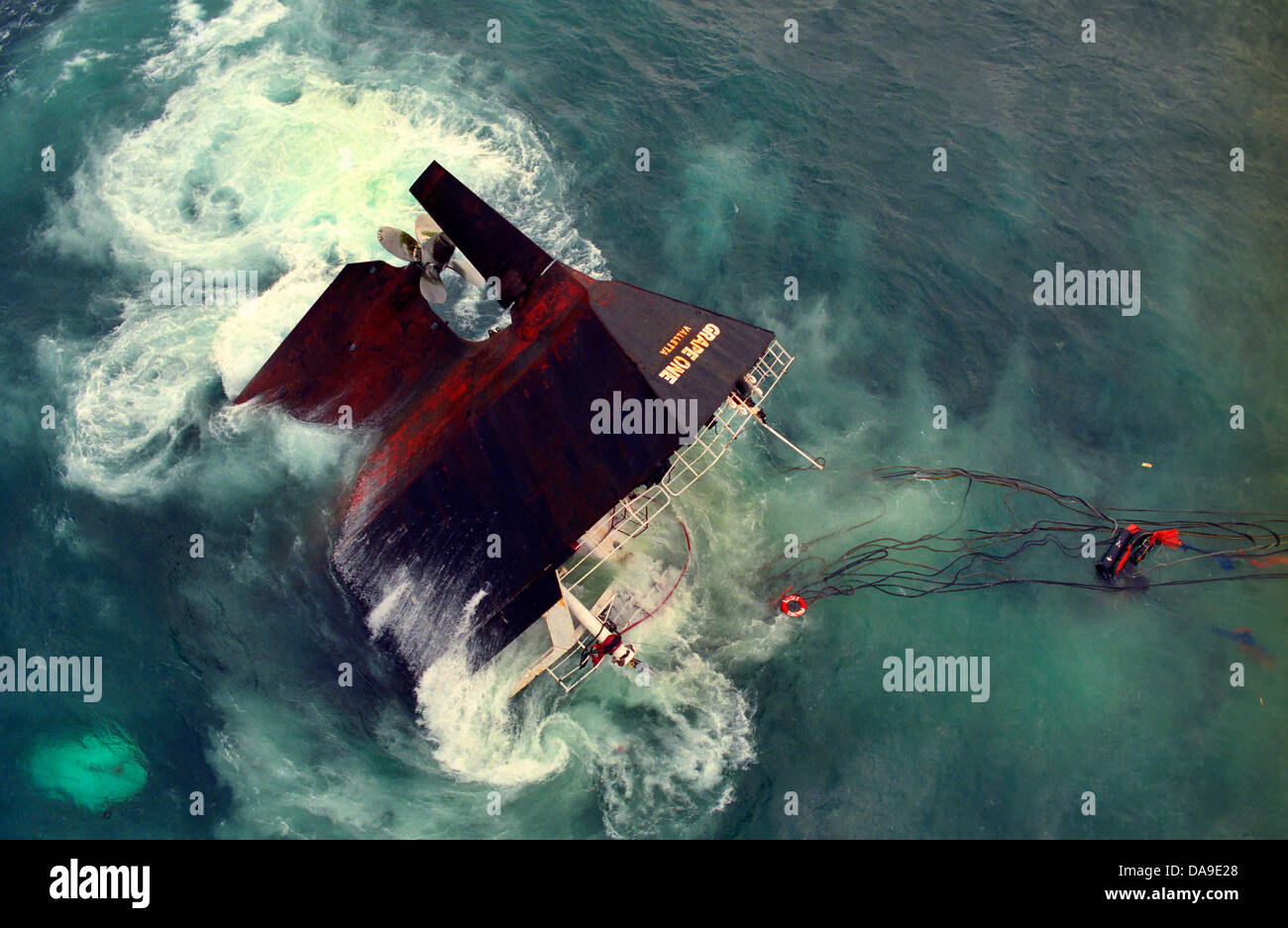 Tanker Traube ein versinken in den englischen Kanal nach schweren Stürmen. Stockfoto