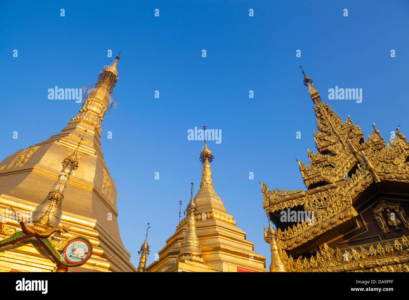 Asien, Myanmar, Burma, Yangon, Rangun, Sule, Sule Pagode, Pagode, Pagoden, Buddhismus, Buddhist, Stupa, Stupas Stockfoto