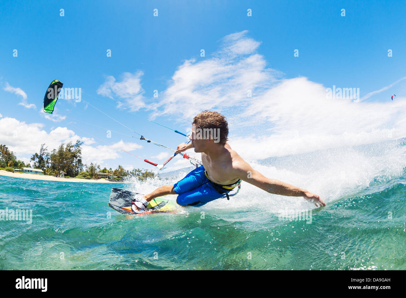 Kite-Boarding, Spaß im Ozean, Extremsport Stockfoto