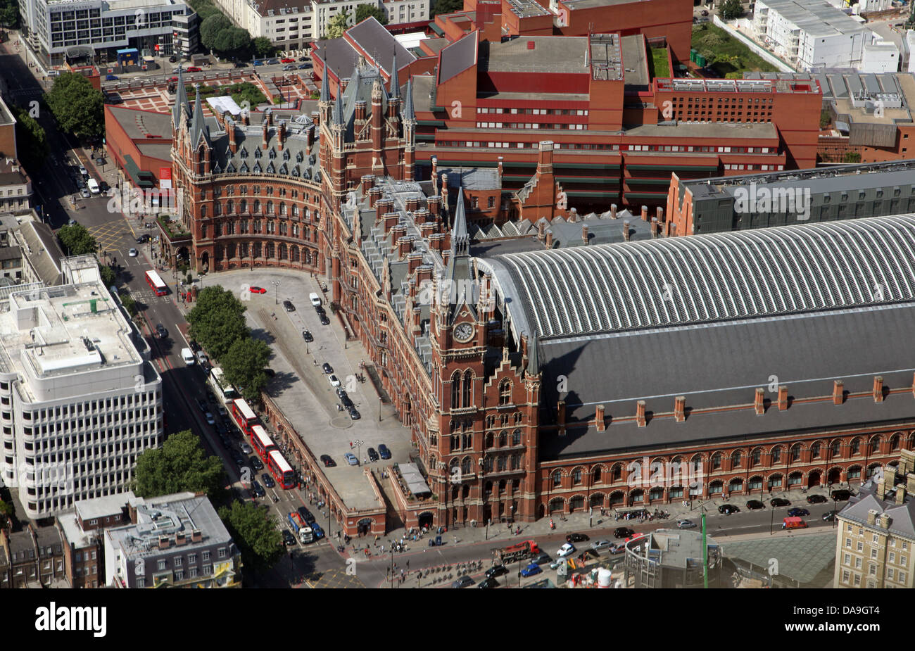 Luftaufnahme von St Pancras Station in London Stockfoto