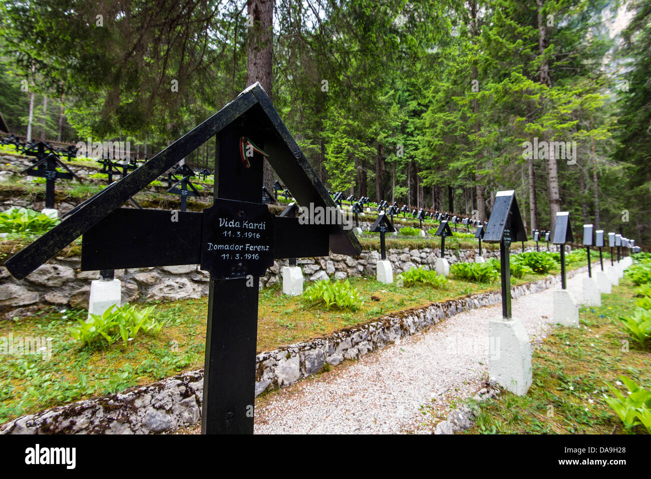 Nasswand Berg oder Monte Piana Weltkrieg Friedhof, Südtirol oder Südtirol, Italien Stockfoto