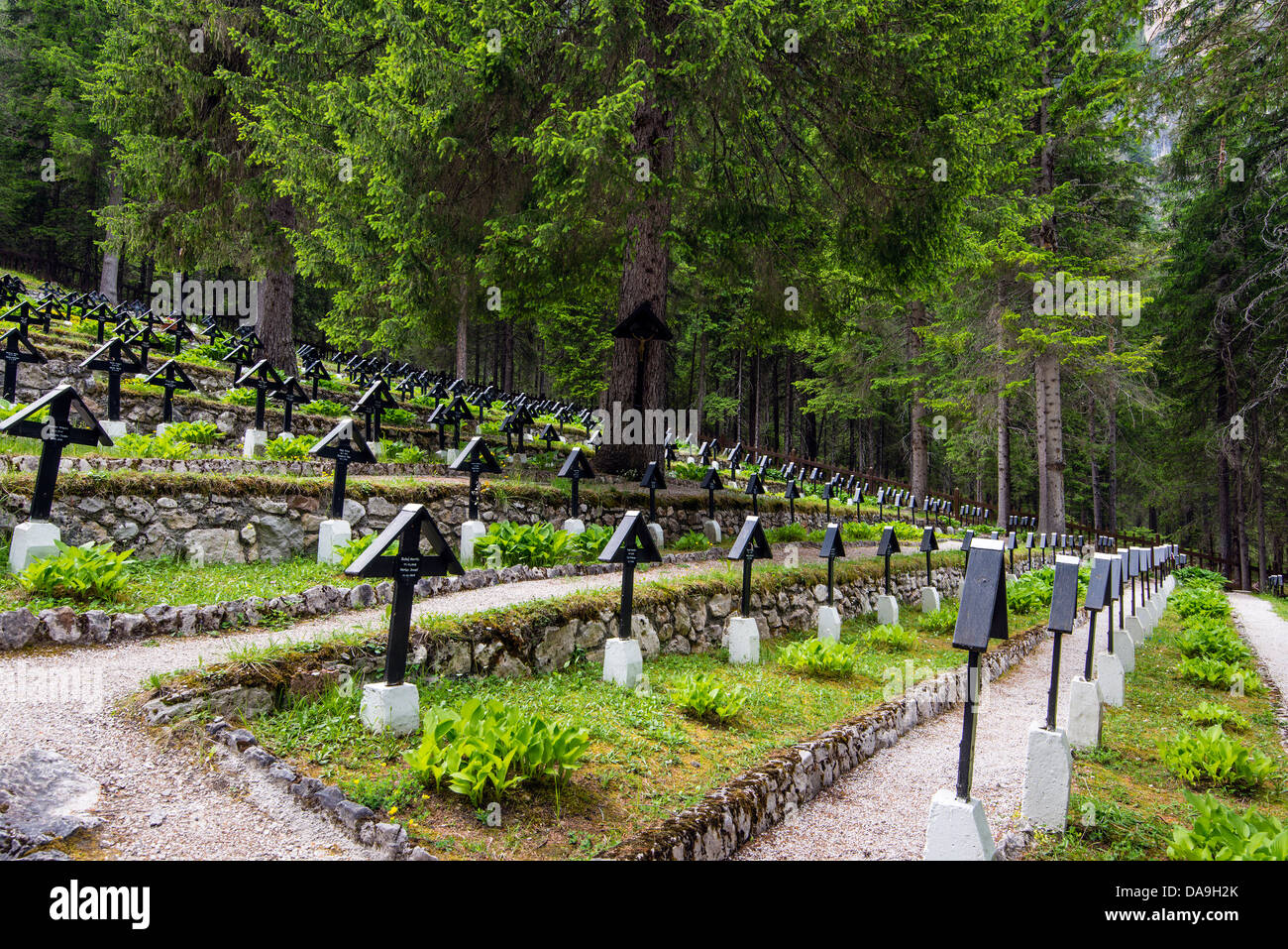 Nasswand Berg oder Monte Piana Weltkrieg Friedhof, Südtirol oder Südtirol, Italien Stockfoto