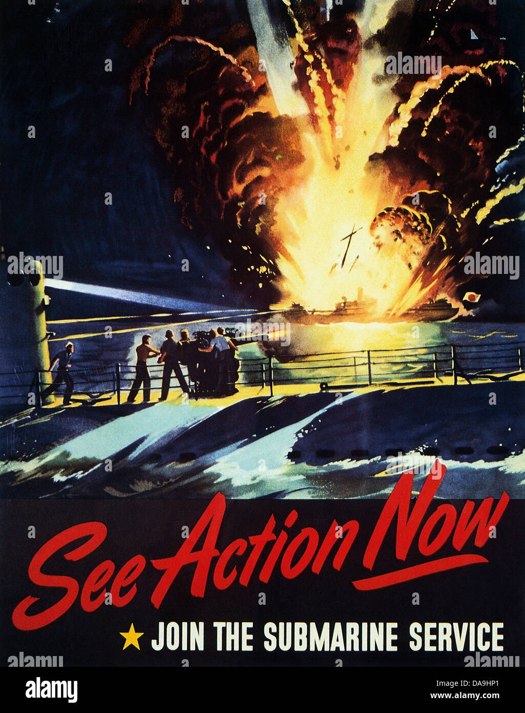 Zweiter Weltkrieg, Zweiter Weltkrieg, Weltkrieg, Krieg, Poster, Propagana, Propaganda-Poster, USA, American, Rekrutierung, submarine, Nav Stockfoto