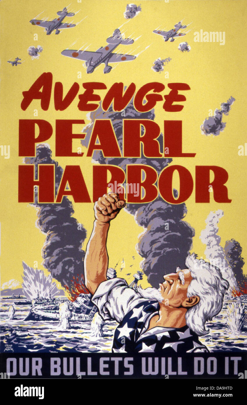Zweiter Weltkrieg, Zweiter Weltkrieg, Weltkrieg, Krieg, Poster, Propagana, Propagandaplakat, USA, amerikanisch, Uncle Sam, Pearl Harbor, s Stockfoto