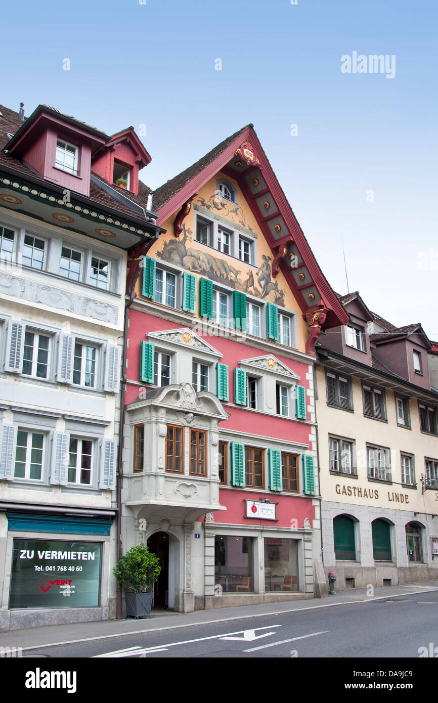 Schweiz, Kanton Zug, Zug, traditionelle Häuser Stockfoto