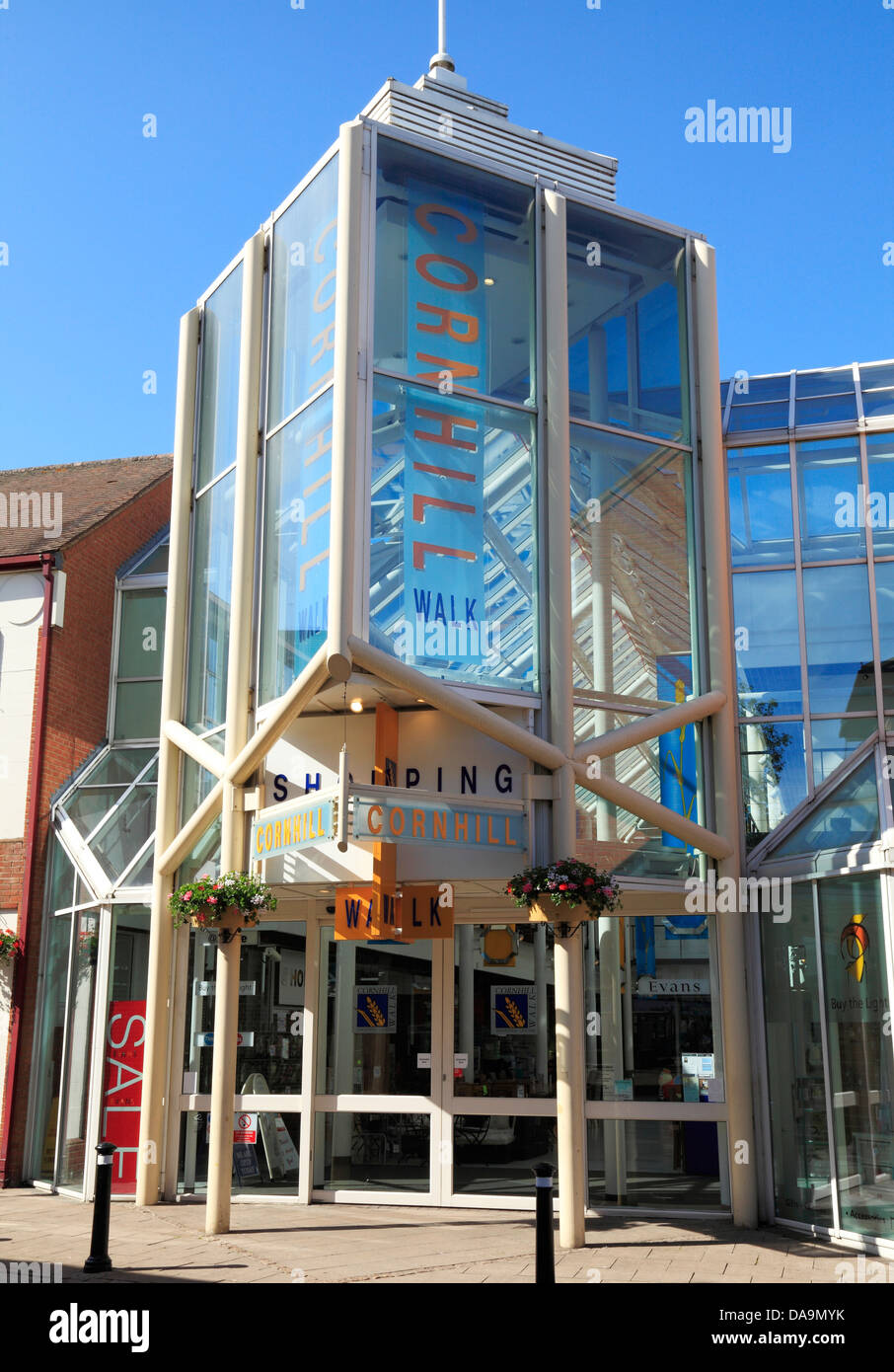 Bury St. Edmunds, Suffolk, England UK Cornhill Walk Shopping Center, Mall Stockfoto
