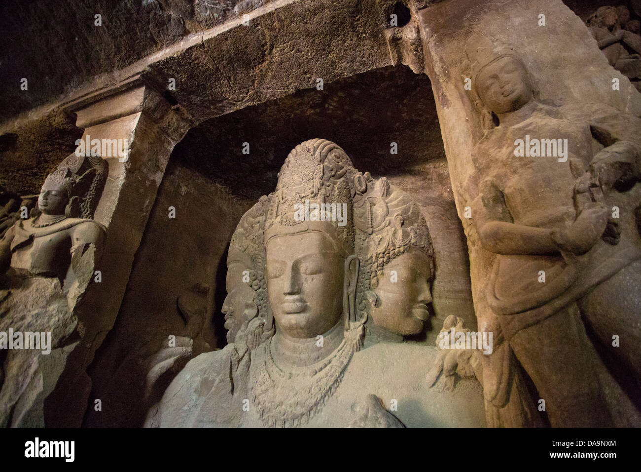 Indien, Süd-Indien, Asien, Maharashtra, Mumbai, Bombay, Stadt, Elephant Island, Elephanta Höhlen, Weltkulturerbe, Höhle, Skulptur, Stockfoto