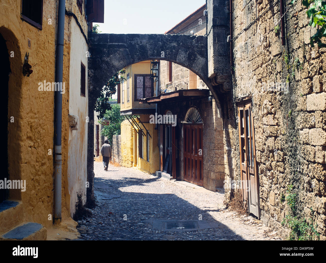 Mittelalterliche Straßen alte Rhodos Stadt griechische Inseln Griechenland Stockfoto