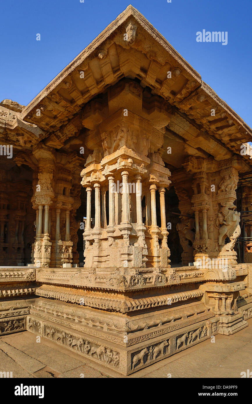 Indien, Süd-Indien, Asien, Karnataka, Hampi, Ruinen, Vijayanagar, 15. Jahrhundert, Weltkulturerbe, Vittala Tempel, Stockfoto