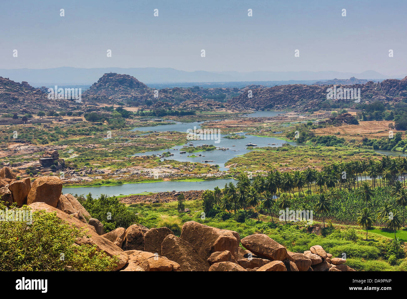 Indien, Süd-Indien, Asien, Karnataka, Hampi Stadt, Ruinen, Weltkulturerbe, Tungabhadra Fluss, Hampi, Tungabhadra Vijayanagar, groß, Stockfoto