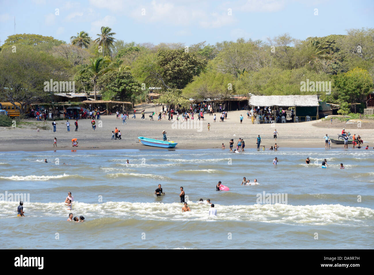 Mittelamerika, Nicaragua, Rivas, Strand, Menschen, San Jorge, Lago Nicaragua, Strand, Schwimmen, Surfen, Bad, Nicaragua-See Stockfoto