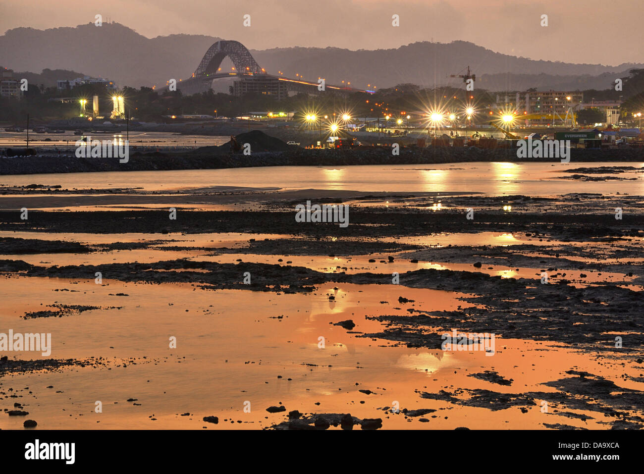 Mittelamerika, Panama, Stadt, Casco Viejo, Altstadt, Dämmerung, Brücke, Kanal, Industrie-, Panama Stockfoto